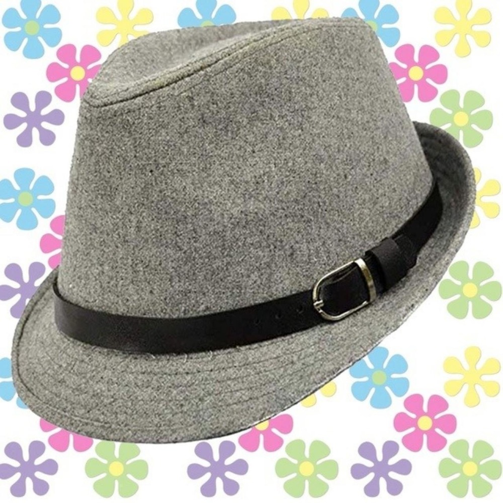 NEW Adult Unisex Grey Fedora Panama Hat Vegan Leather Band Vacay Cruise Travel